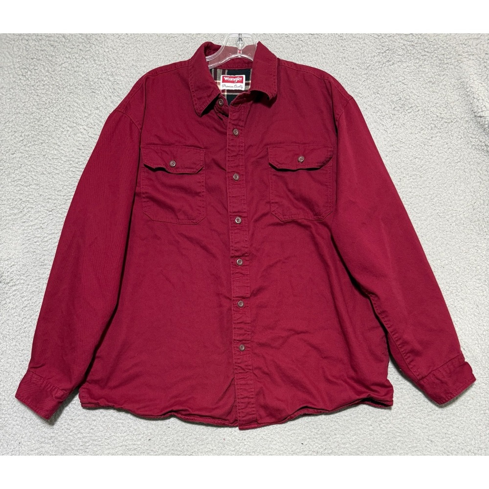 Wrangler blanket lined Red long sleeve button shirt Mens Large Burgundy